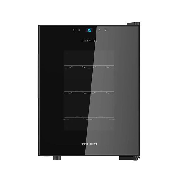 Taurus Wine Cooler 12 Bottles Glass Black 70W "Chanson 12