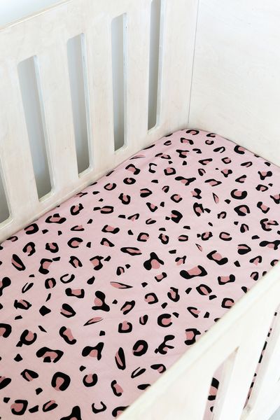 Phlo Studio 100% Cotton White Leopard Print Cot Fitted Sheet