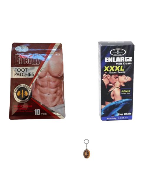 XXXL Men Enlarging Cream &amp; Men's Energy Foot Patches &amp; Keyring