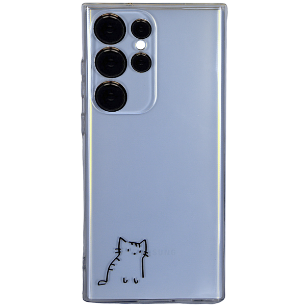 Clear Phone Case with Little Black Cat - compatible with Samsung S23 Ultra