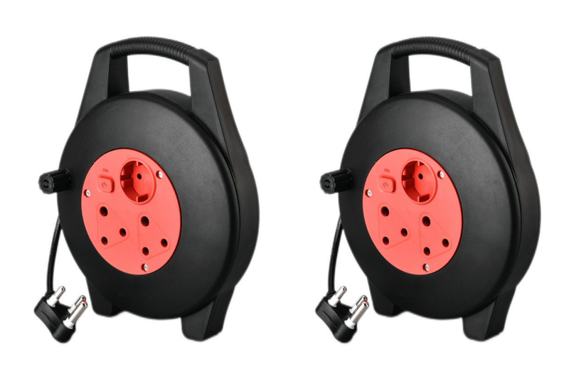 1.5mm X 10M Cable Reel Extension with 3 Sockets - 16A 250V - Pack of 2