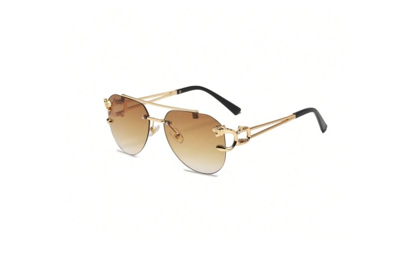 Vintage Rimless Sunglasses Men Classic Double Bridge Gradient Sun Glasses