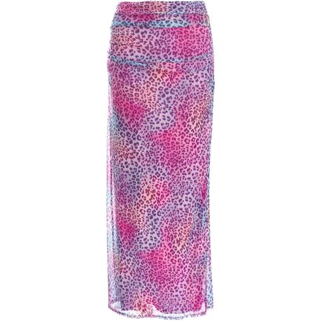 Quiz Women Multicolored Leopard Print Mesh Maxi Skirt Daily Sale Shop