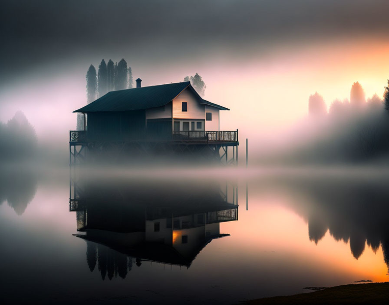 Canvas Wall Art Decor - A Misty Morning Artwork