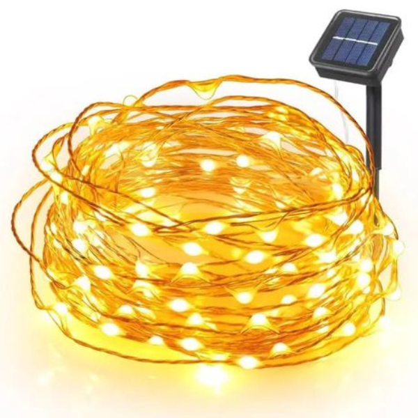 Solar Powered Copper Wire Fairy Light LED Warm White 10M