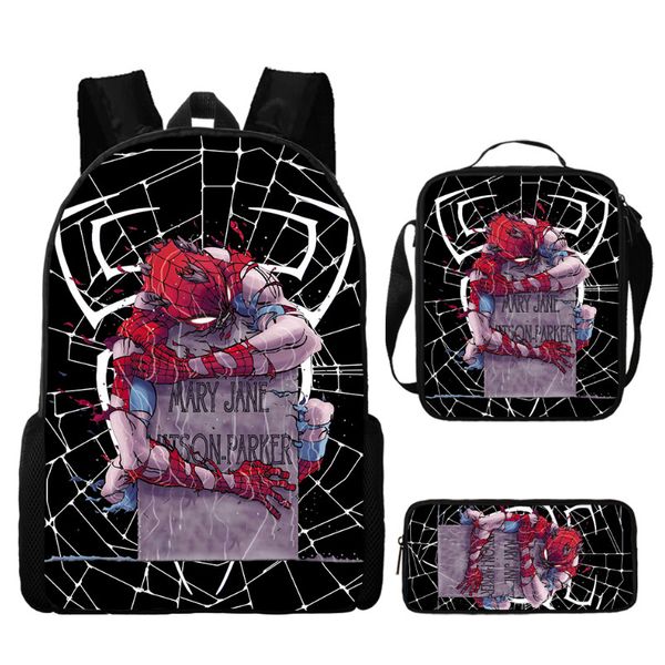 Kids Backpack Set: School Bag, Lunch Box and Pencil Case Spider Man - 3 Piece