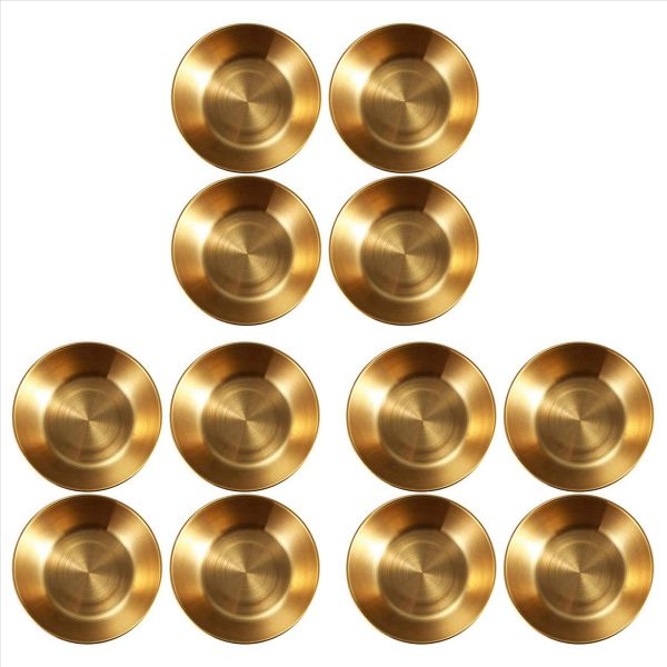 4Pcs Round Small Dish Golden Sauce Seasoning Dish Home Restaurant