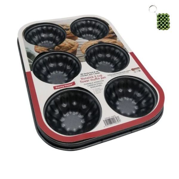 Nonstick 6 Cup Flower Muffin Pan And Keyholder