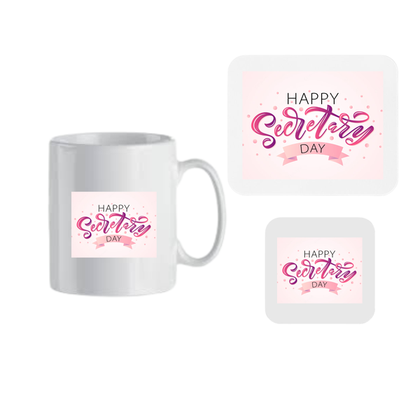 Happy Secretary Mug, Coaster and Mousepad