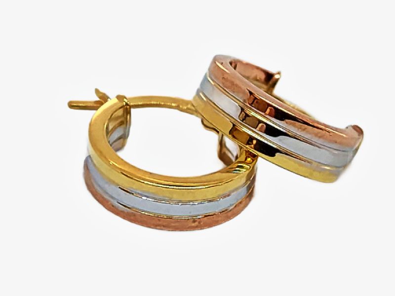 9ct 3 Colour Small Hoop Earing