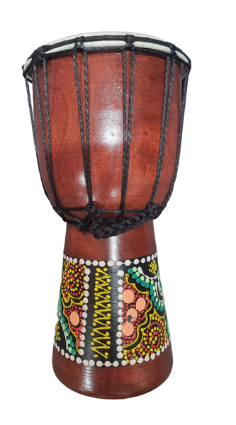 Djembe Hand Drum Yellow Zig Zags - 30cm x 16cm