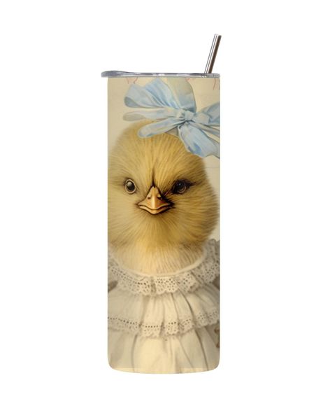Yellow Chic 20 Oz Tumbler with Lid Straw Easter Graphic Design Present 083