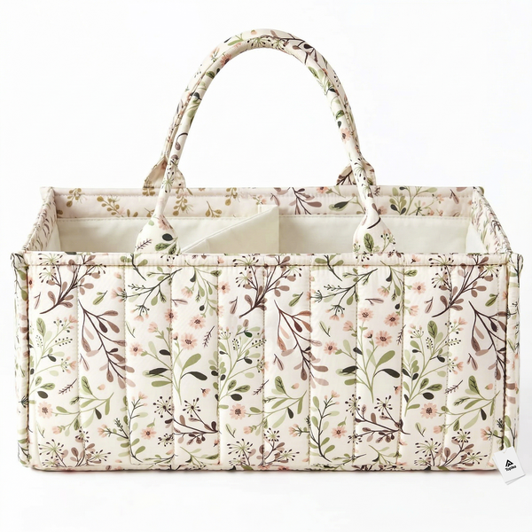 Topika Diaper Caddy Organizer Floral Baby Storage Basket with Handles