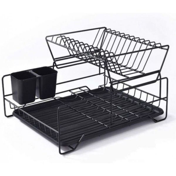 HOME IMPEX Black Iron Double Layer Dish Rack