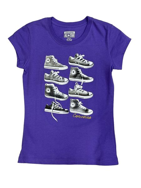 Converse Girls Stud Purple Crew Neck T-Shirt