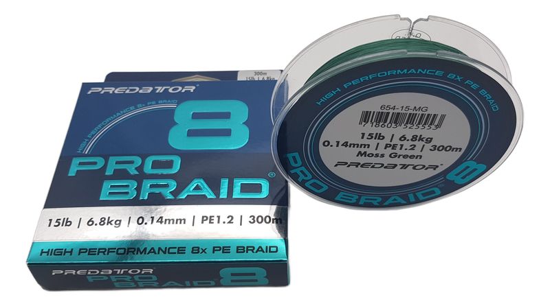 Predator Pro Braid 15lb 6.8kg Moss Green 300m 8x PE Fishing Line