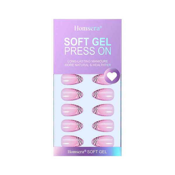 Short 32-Piece Leopard Print Simple Solid Color Nail Gel,