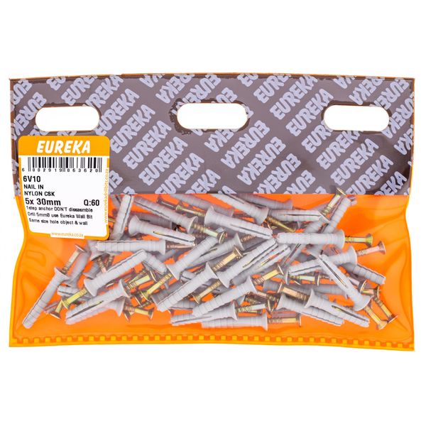 EUREKA Nail-In Anchor Nylon Countersunk 5 x 30mm Q:60 6V10