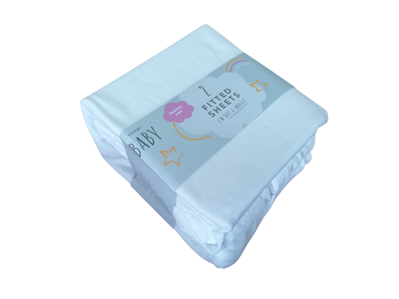 George Baby Two Fitted Travel Cot Sheets