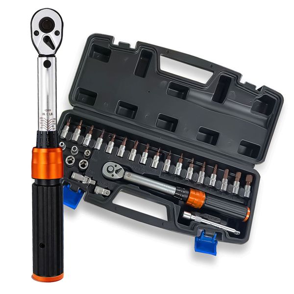 28 Pieces 5-25Nm Torque Wrench Set 1/4" Drive - Bike Torque Tool Kit