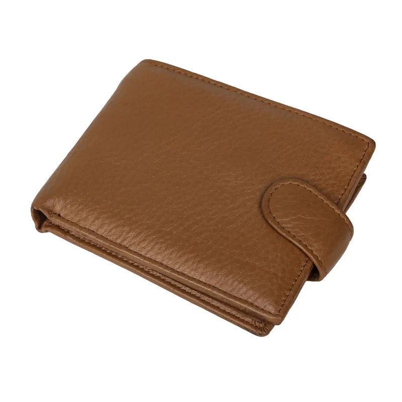 Men's Genuine Leather Bifold Wallet for 9 Cards - Brown