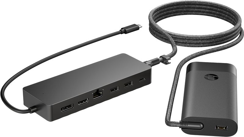 HP 7-in-1 to Type-C USB Hub with Notebook Charger Bundle