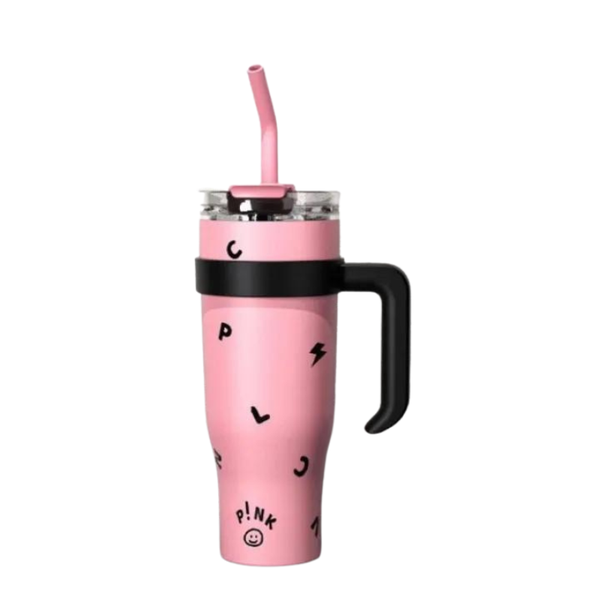 Black And Pink Thermal Travel Mug