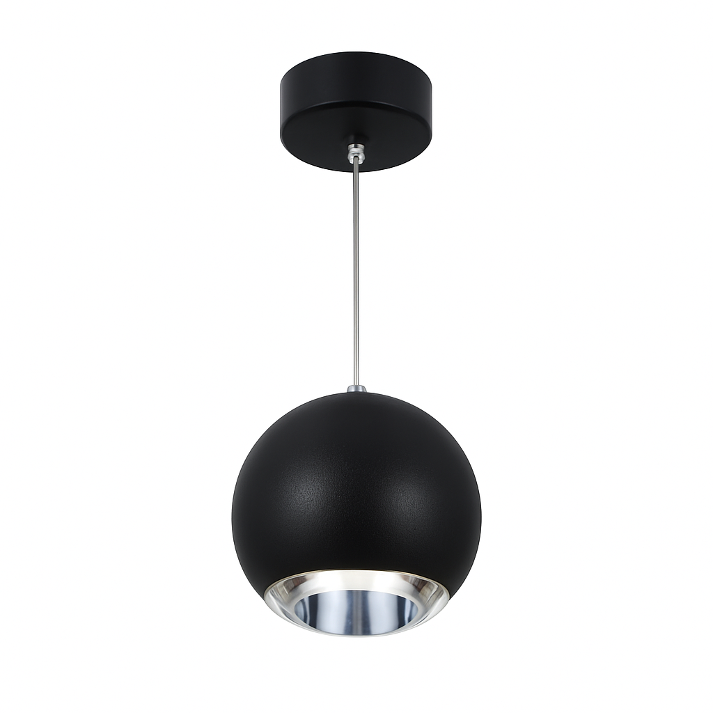 Modern Black Pendant Light | 7W GU10 4000K | Sand Black + Chrome