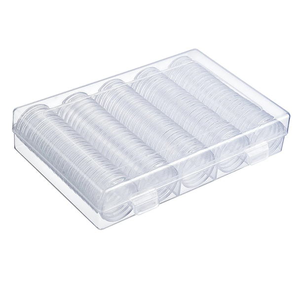Mihuis 100 Pieces 30mm Clear Plastic Coin Capsules With Container