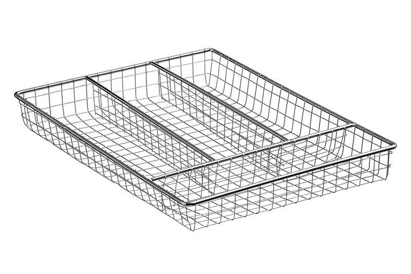 4 Compartment Metal Wire Cutlery Storage Tray Caddy Drawer Organiser Holder
