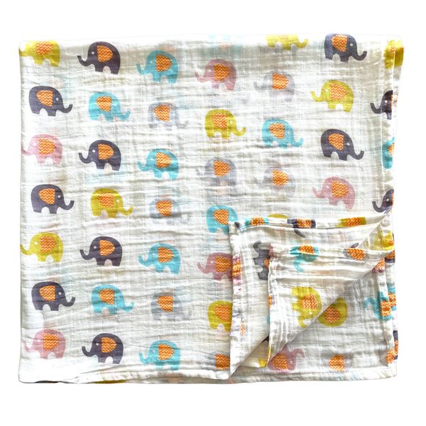 Soft Organic Muslin Receiving Blanket - Elephant