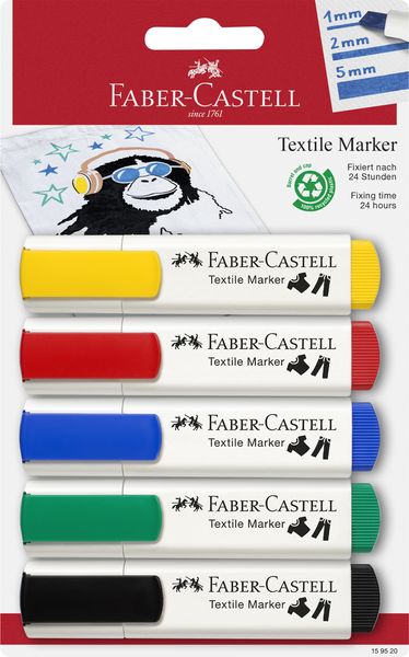 Faber Castell - Textile markers (Basic colours) Set 5