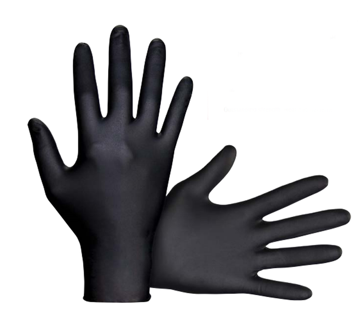 Tuff Gloves Heavy Duty Black Nitrile Gloves (Pack of 10 Gloves / 5