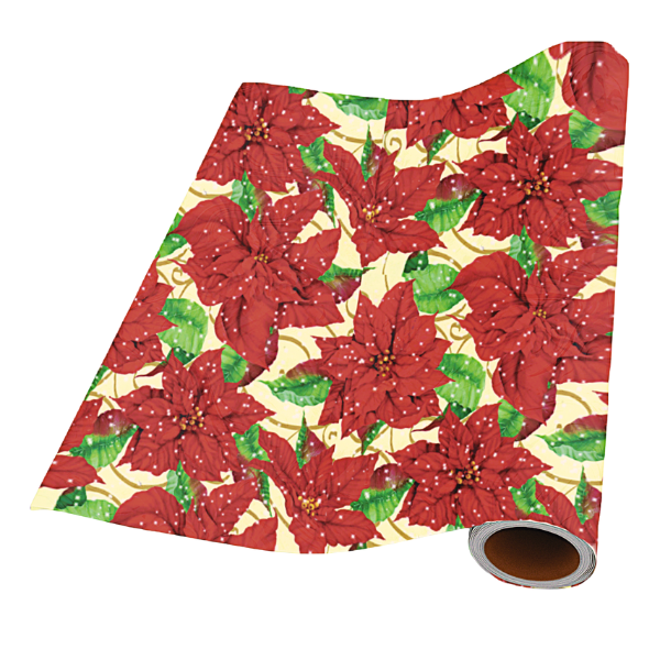 Luxury Giftwrap - Christmas Poinsettia | 5m x 50cm | Italian Printed Paper