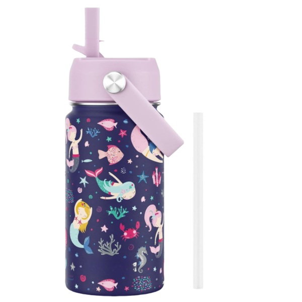 Double-wall School Water Bottle/Flask/Tumbler with Straw for Kids - 400ML