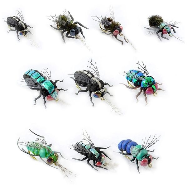 10-Piece Realistic Fly Fishing Lures - Lifelike Dry Flies for Trout &amp; Bass
