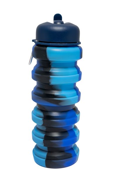 Collapsible BPA free Silicone Water Bottle with spout &amp; metal clip