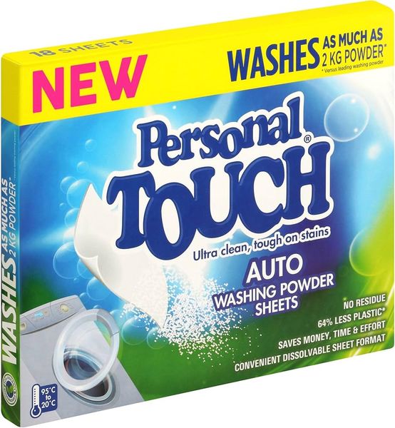 Personal Touch Auto Washing Powder Sheets 18 Pack