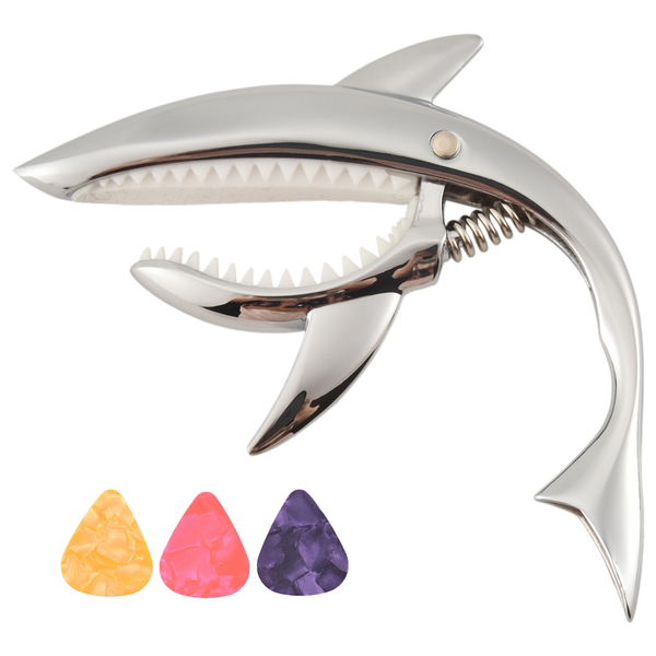 Shark Guitar Capo Zinc Alloy Capo with Pick Silver