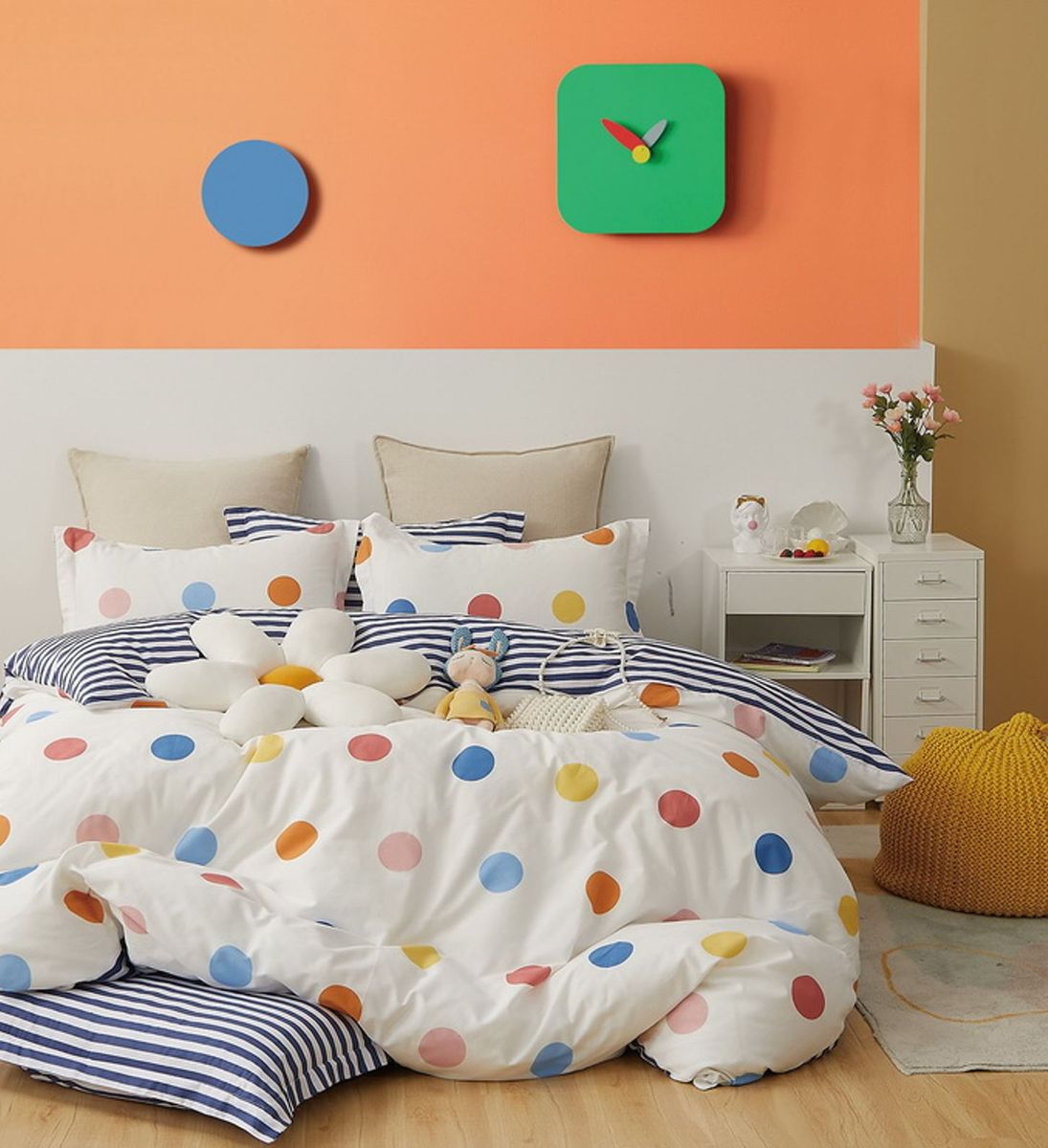 Linen Boutique Duvet Cover Set 100 Cotton 200TC Colorful Dots