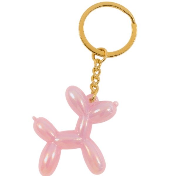 Adorable Balloon Dog Keychain With Shiny Iridescent Finish