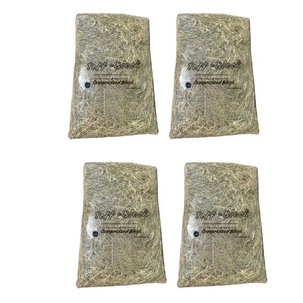 Teff Grass Compressed Block Bedding for Rabbits &amp; Guinea Pigs - Four Pack