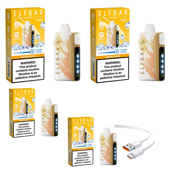 Elfbar Ice King 25k Mango Magic +DiscoVape Charging Cable (Pack of 4)