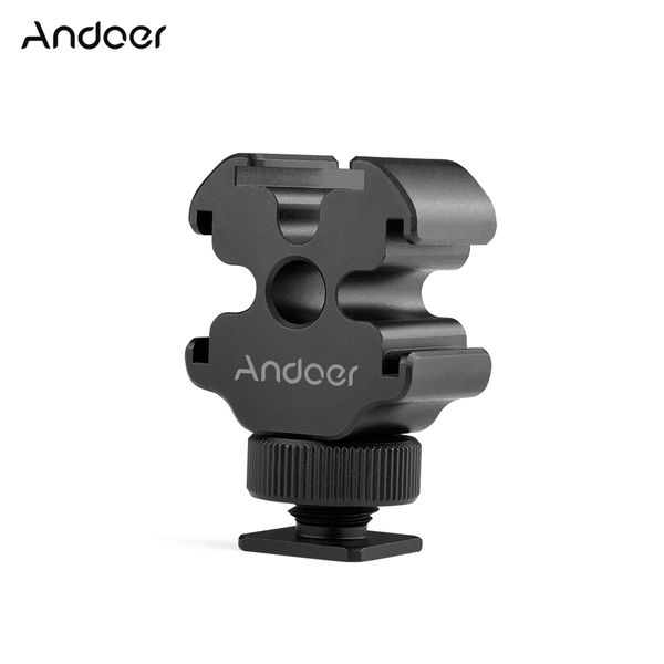 Andoer Triple Cold Shoe Stand, Compatible with Tripod/Mic/Light