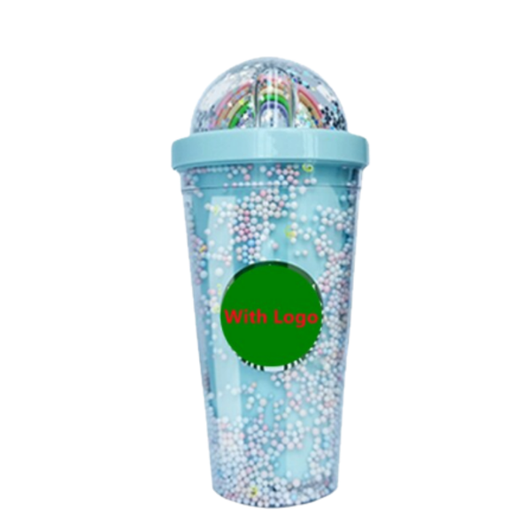 Double plastic rainbow straw drinking Starbucks Starlight Cup with strawcup