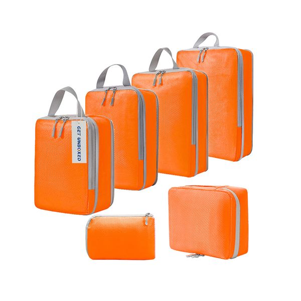 GET UNBOXED 6 Pieces Travel Storage Bag Compression Packing Cubes