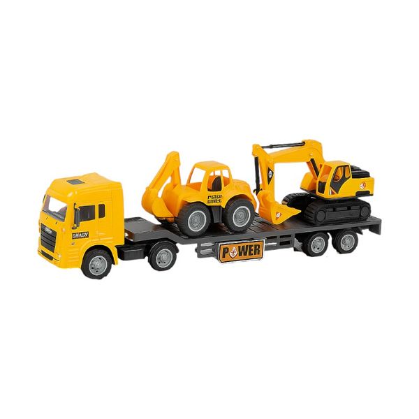 Large Construction Vehicle Toy Set with Excavator and Loader - Orange