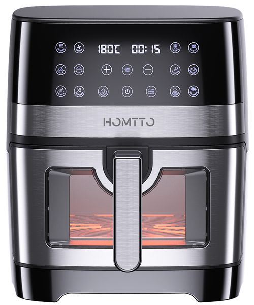 HOMTTO Visible Window Stainless Steel Air Fryer-8L