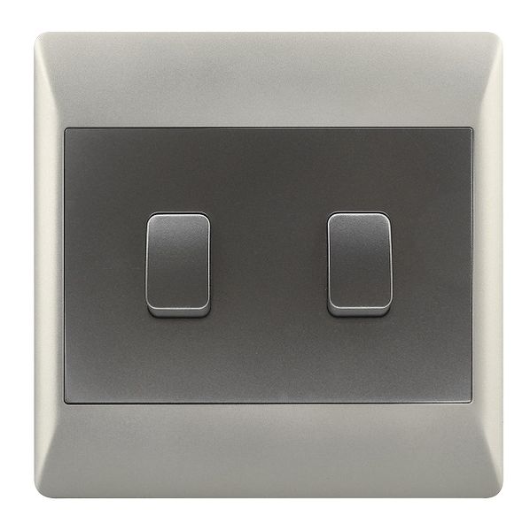 2 Lever 1 Way Light Switch for 4 X 4 Electrical Box In Silver