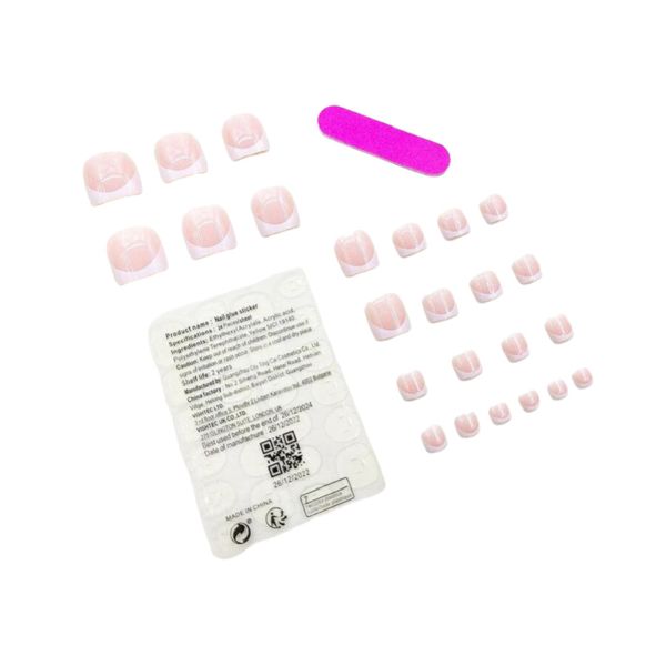 24pcs Medium Size Square White French Toe Nails/Press-On Nails